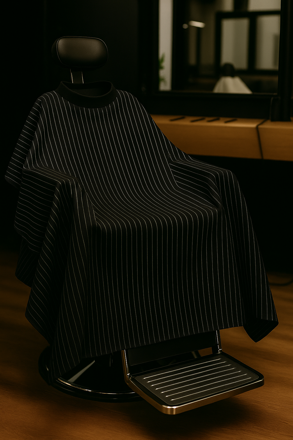 Premium Barber Cape With HairStop Neck Collar (Black)