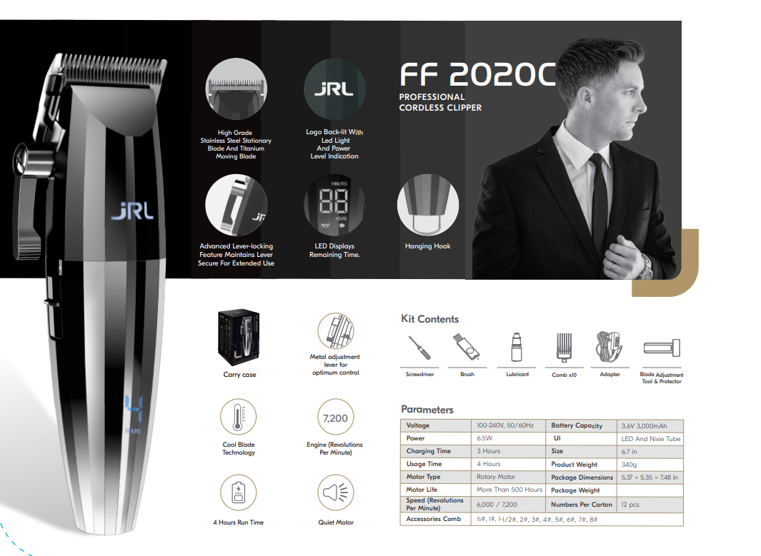 JRL Professional Fresh Fade 2020 Limited Edition Gold Clipper & Trimmer Set