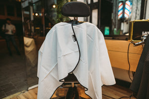 Premium Barber Cape With HairStop Neck Collar (White)