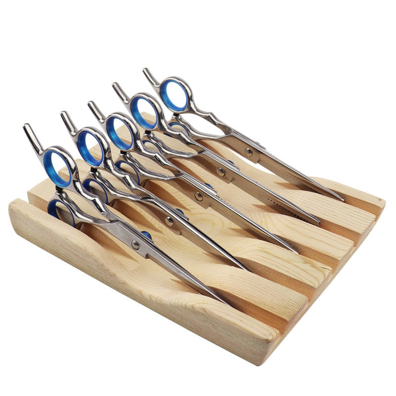 Wood Barber Scissors Storage Rack