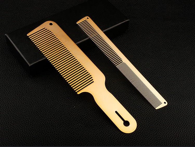 Hair Cutting Comb Titanium Steel Heat-Resistant Metal Comb Thin Flat Top Clipper Comb Haircut Tools For Hairdresser