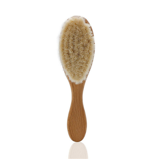 Natural Wooden Soft Wool Beard Brush